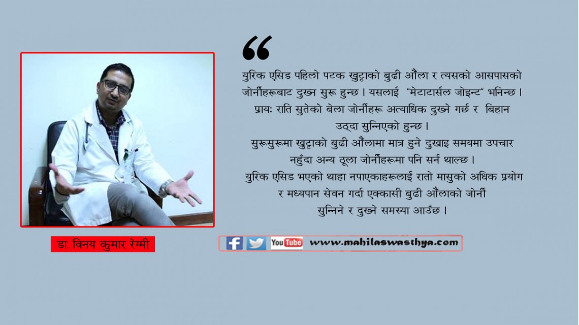 युरिक एसिड बढ्दा सबैभन्दा पहिले कहाँ देखिन्छ असर?