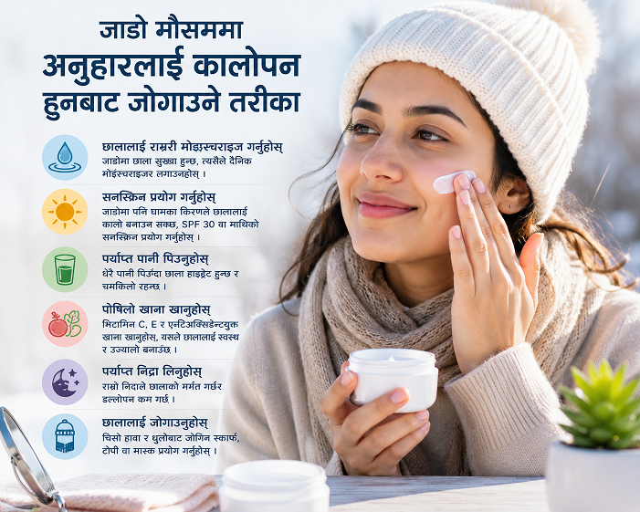 जाडो मौसममा अनुहारलाई कालोपन हुनबाट जोगाउने तरीका